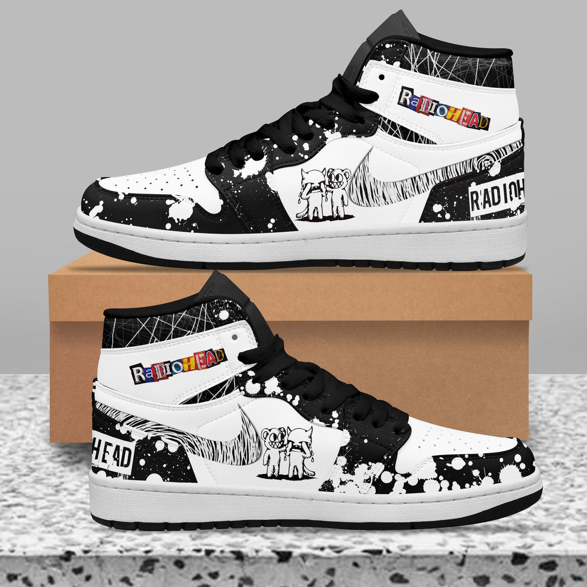 Ford AJ1 High Sneakers Shoes Printed For Men And Women - Image 2
