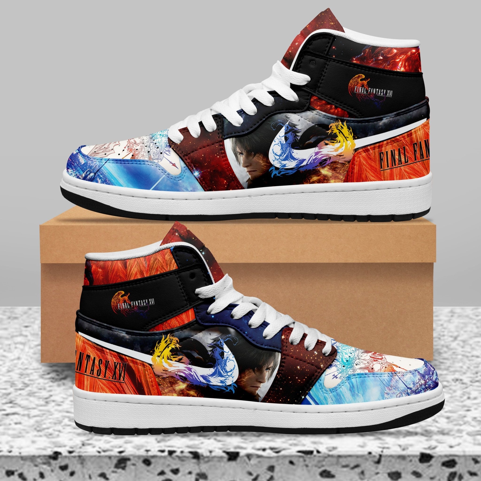 Japan GP Redbull AJ1 High Sneakers Shoes Printed For Men And Women - Image 2