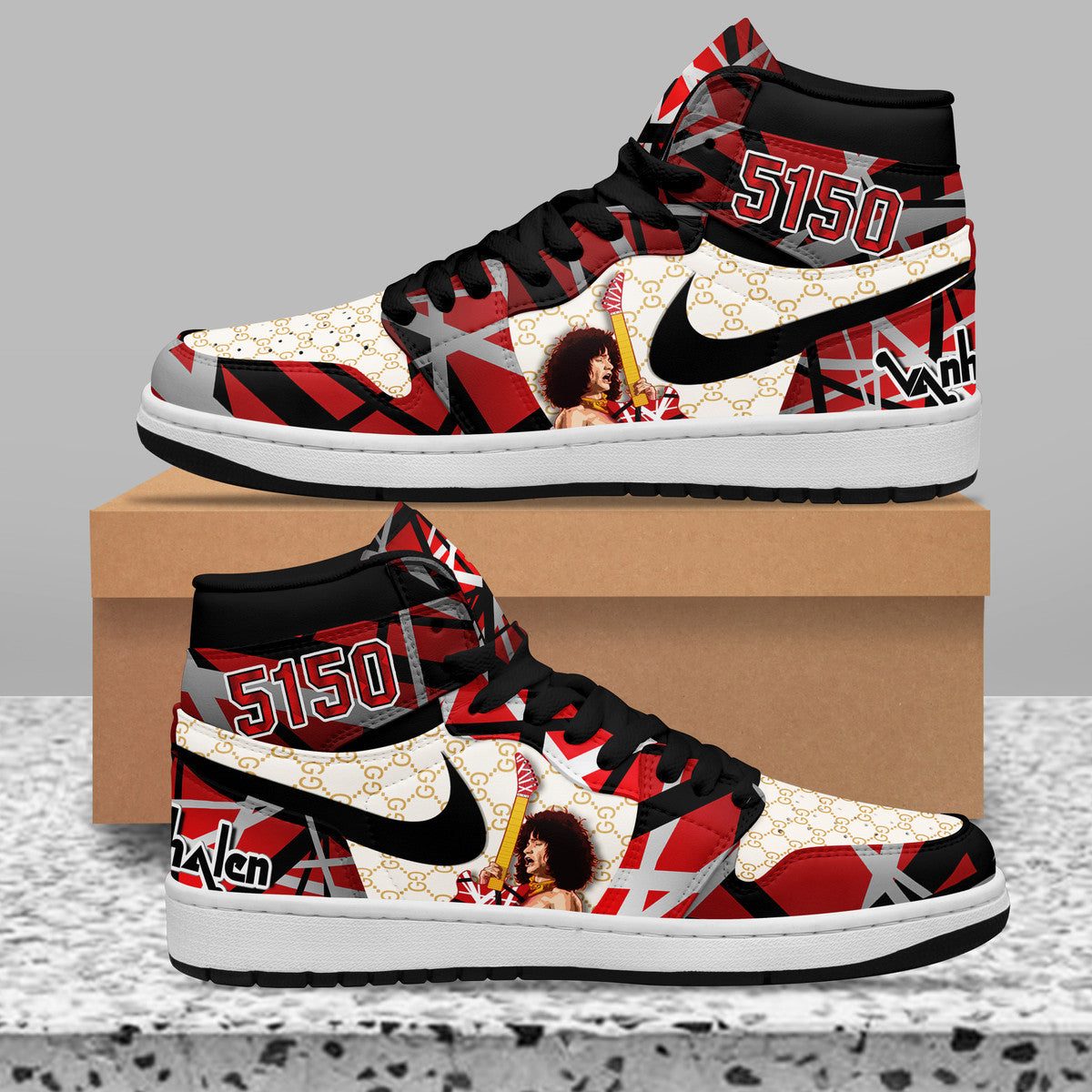 GMC AJ1 High Sneakers Shoes Printed For Men And Women - Image 2