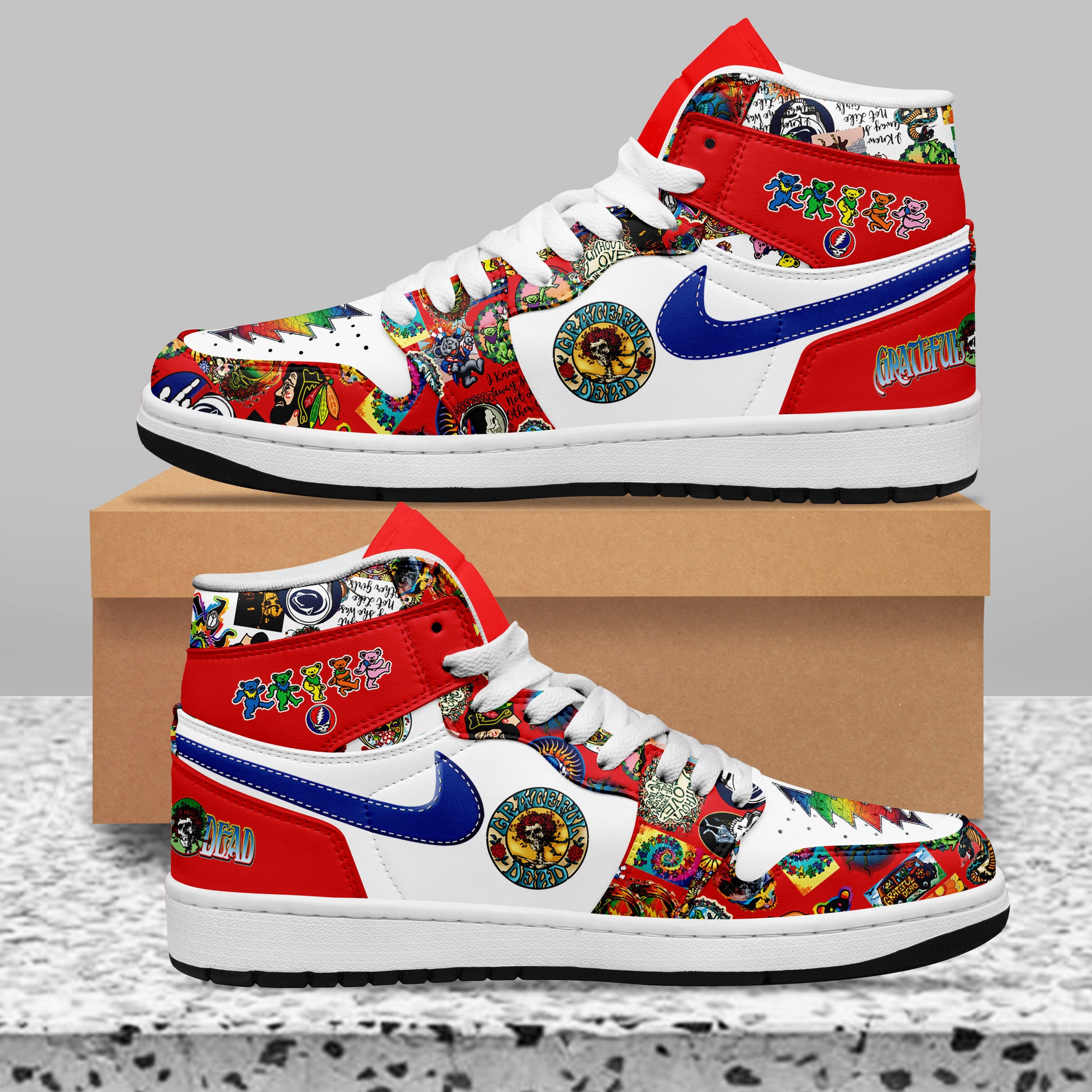 Opel AJ1 High Sneakers Shoes Printed For Men And Women - Image 2