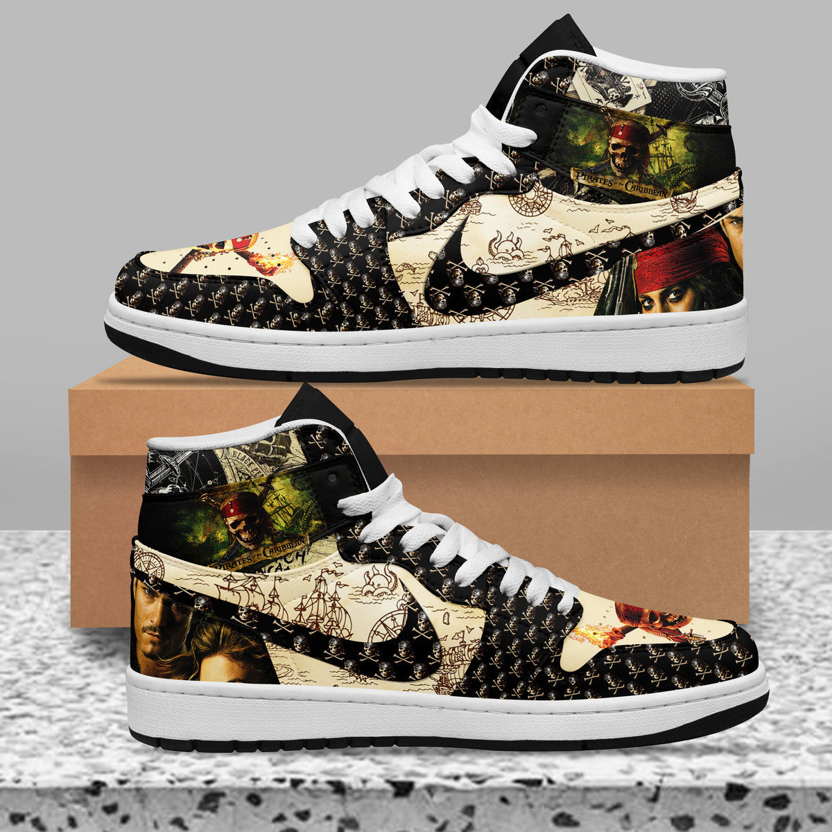 Porsche AJ1 High Sneakers Shoes Printed For Men And Women - Image 2