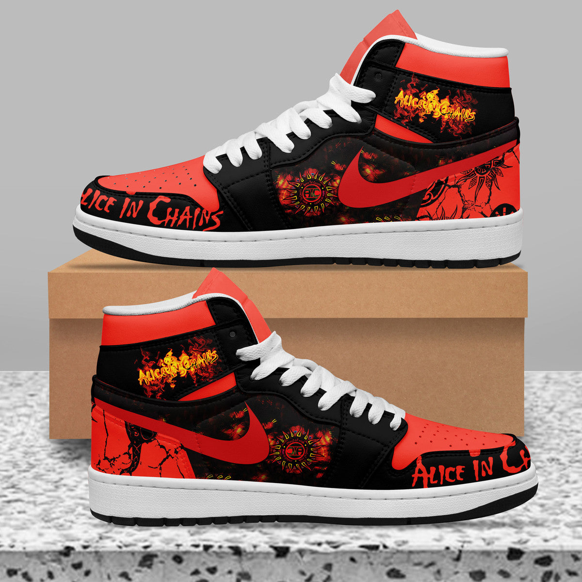 Orcal AJ1 High Sneakers Shoes Printed For Men And Women - Image 2