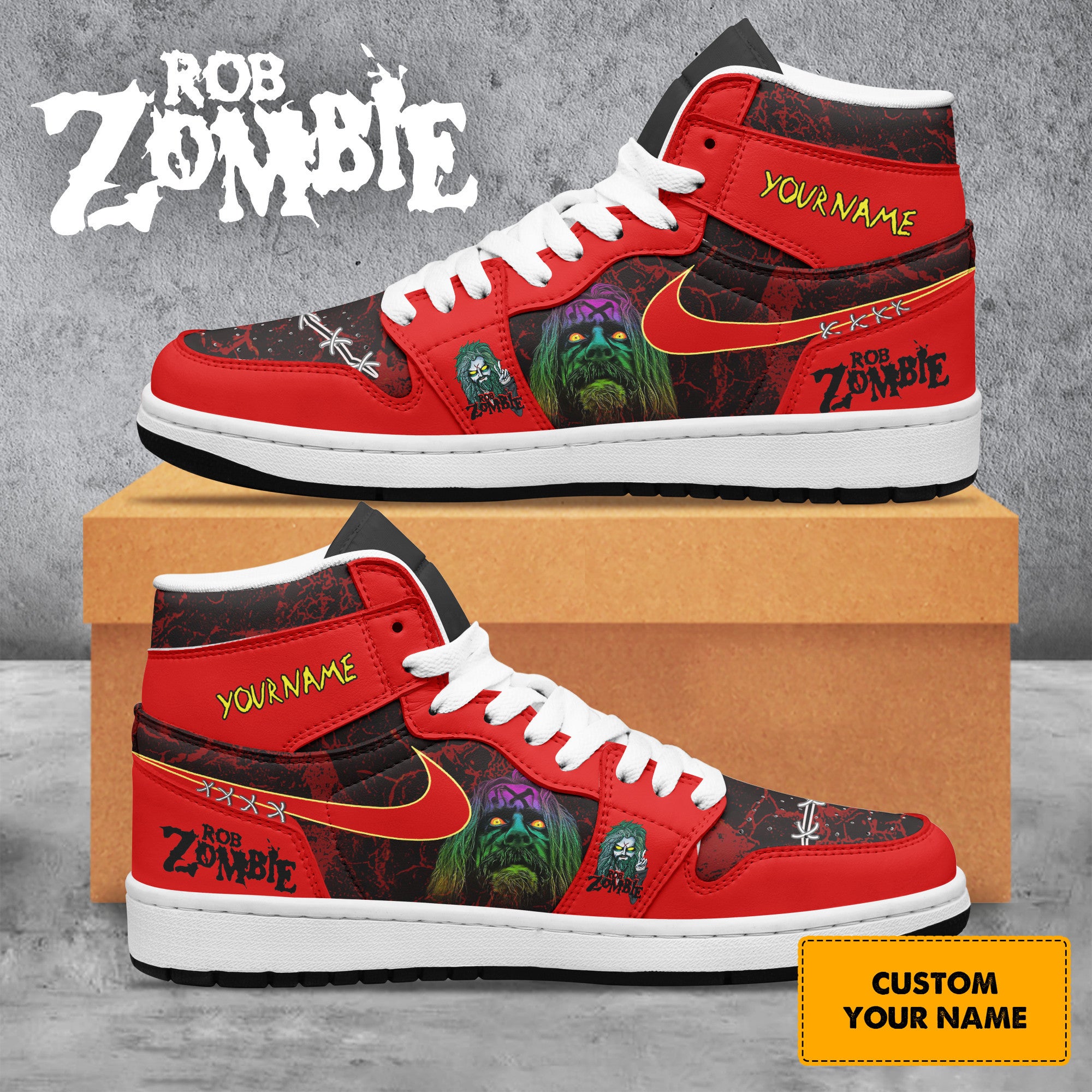 Nissan AJ1 High Sneakers Shoes Printed For Men And Women - Image 2
