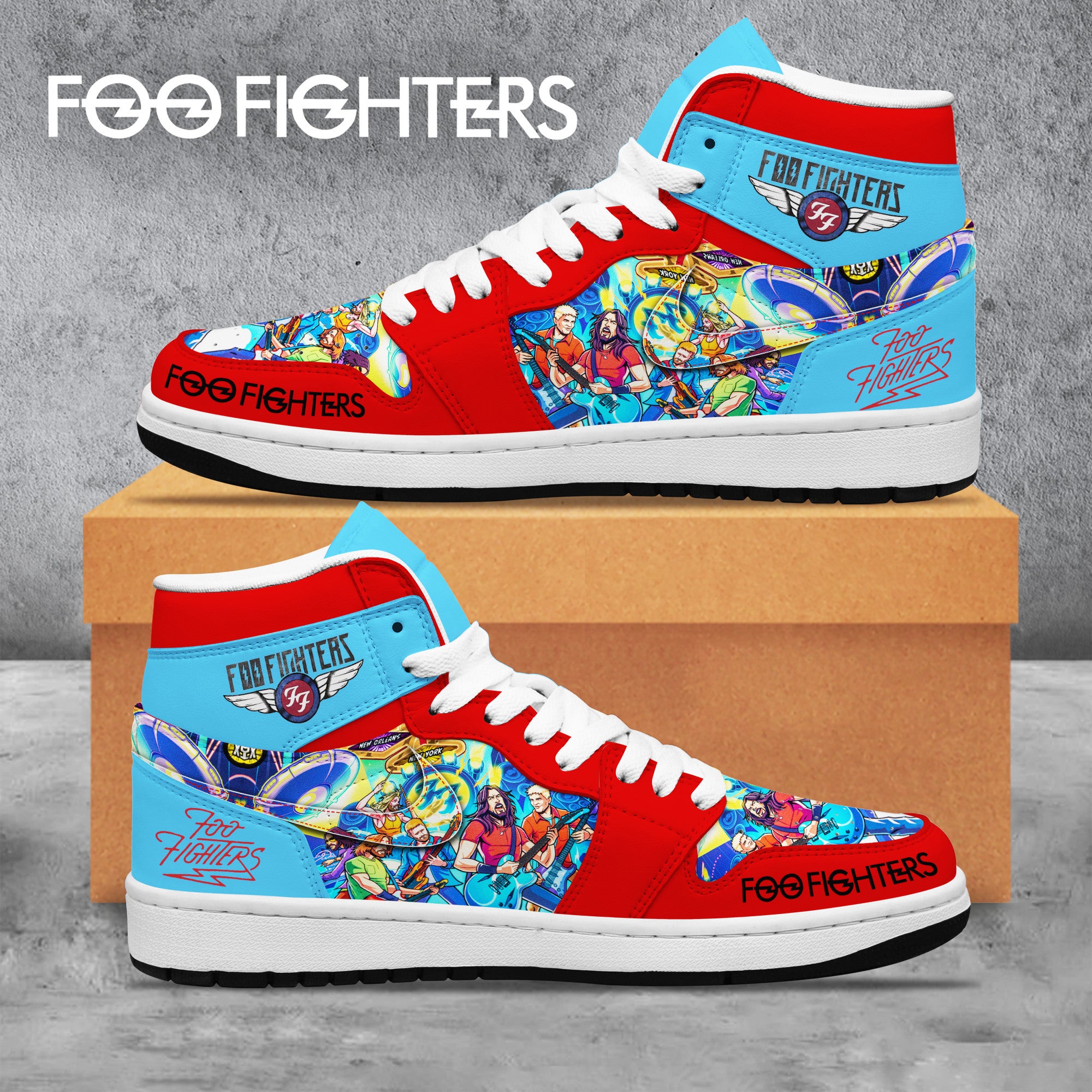 Hyosung AJ1 High Sneakers Shoes Printed For Men And Women - Image 2
