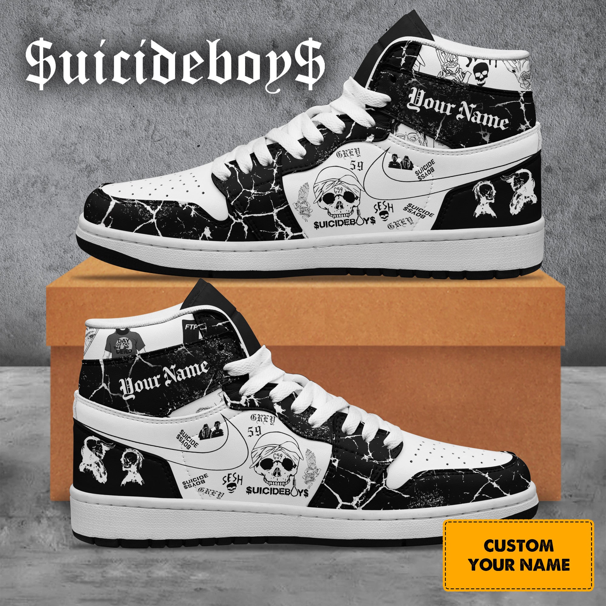 Ducati AJ1 High Sneakers Shoes Printed For Men And Women - Image 2