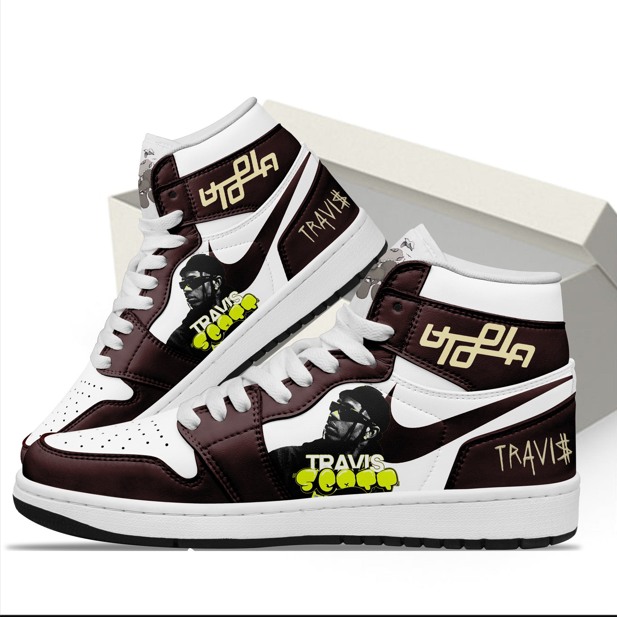 Mini AJ1 High Sneakers Shoes Printed For Men And Women - Image 2