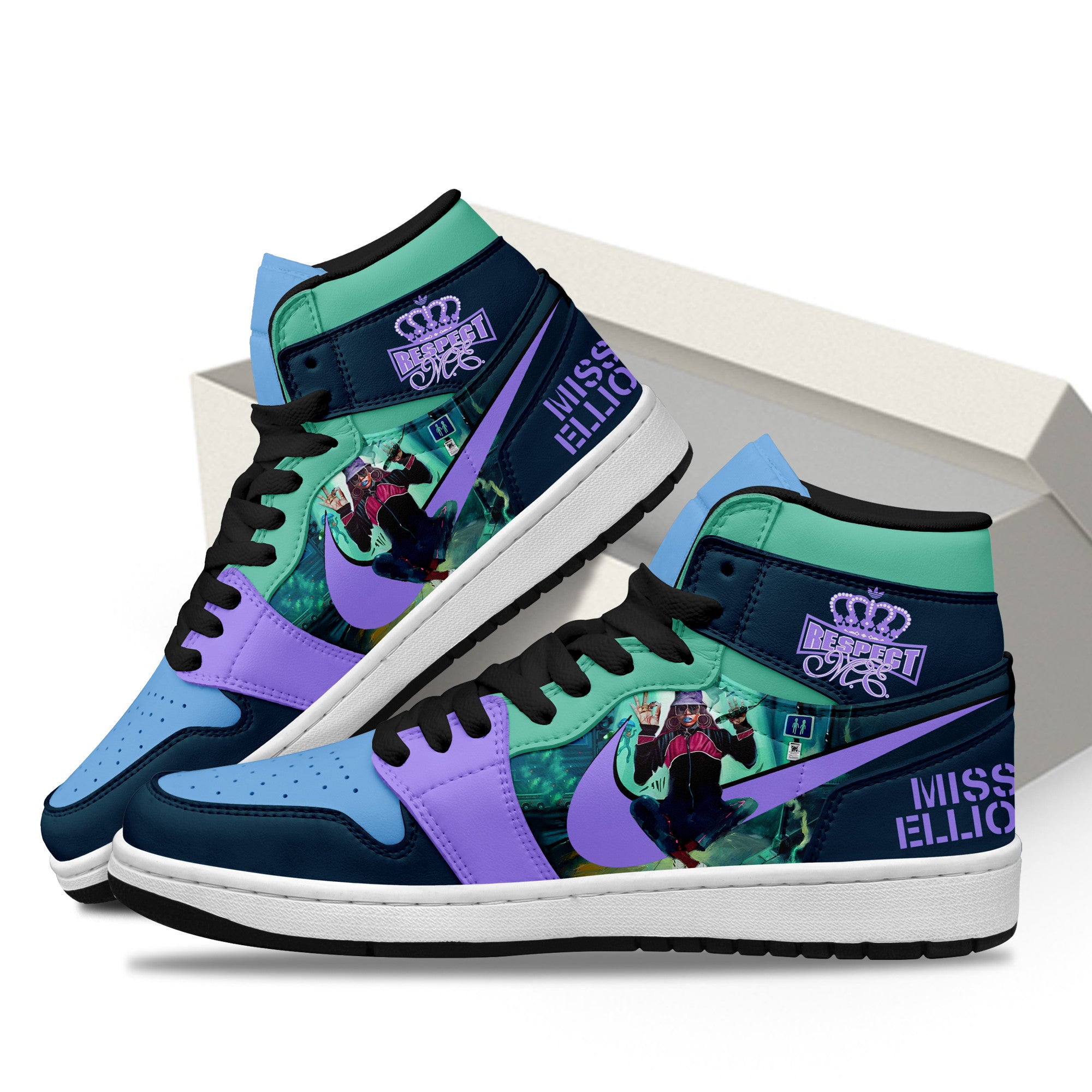 Fantic AJ1 High Sneakers Shoes Printed For Men And Women - Image 3