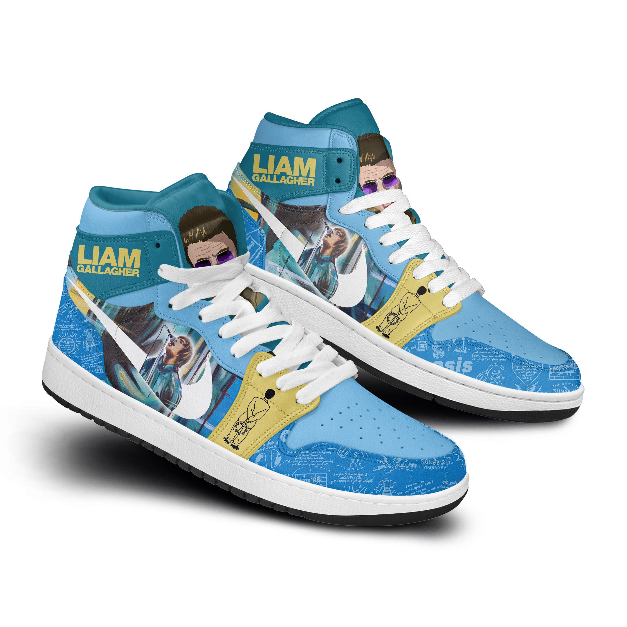 Ford AJ1 High Sneakers Shoes Printed For Men And Women - Image 2