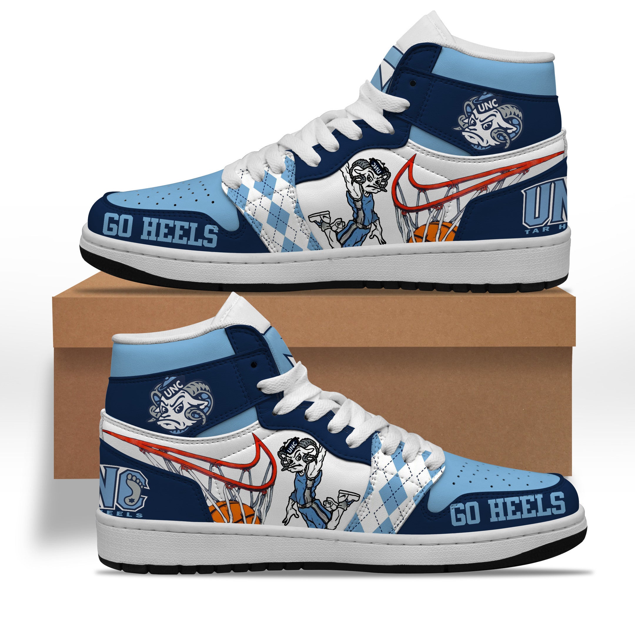 Ford AJ1 High Sneakers Shoes Printed For Men And Women - Image 3