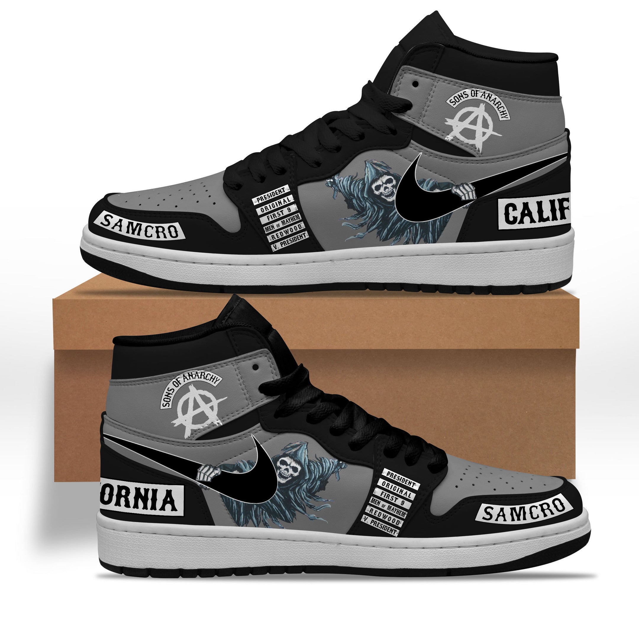 Nissan AJ1 High Sneakers Shoes Printed For Men And Women - Image 2