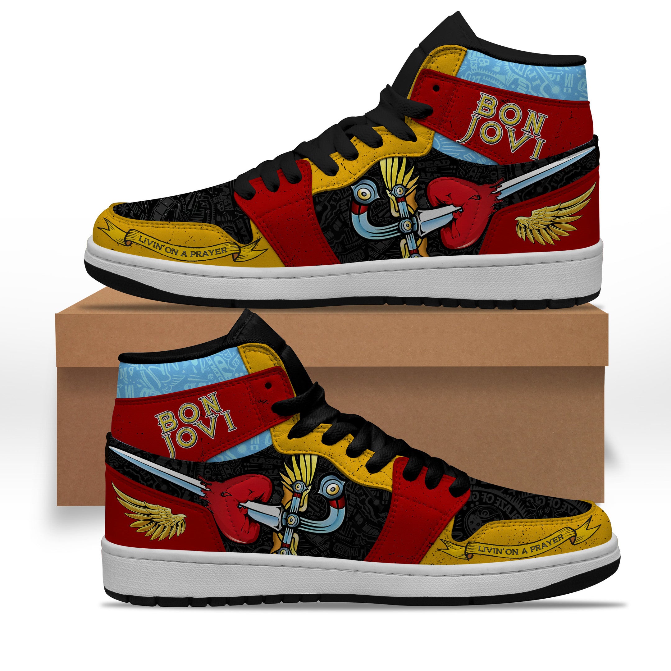 Buick AJ1 High Sneakers Shoes Printed For Men And Women - Image 2