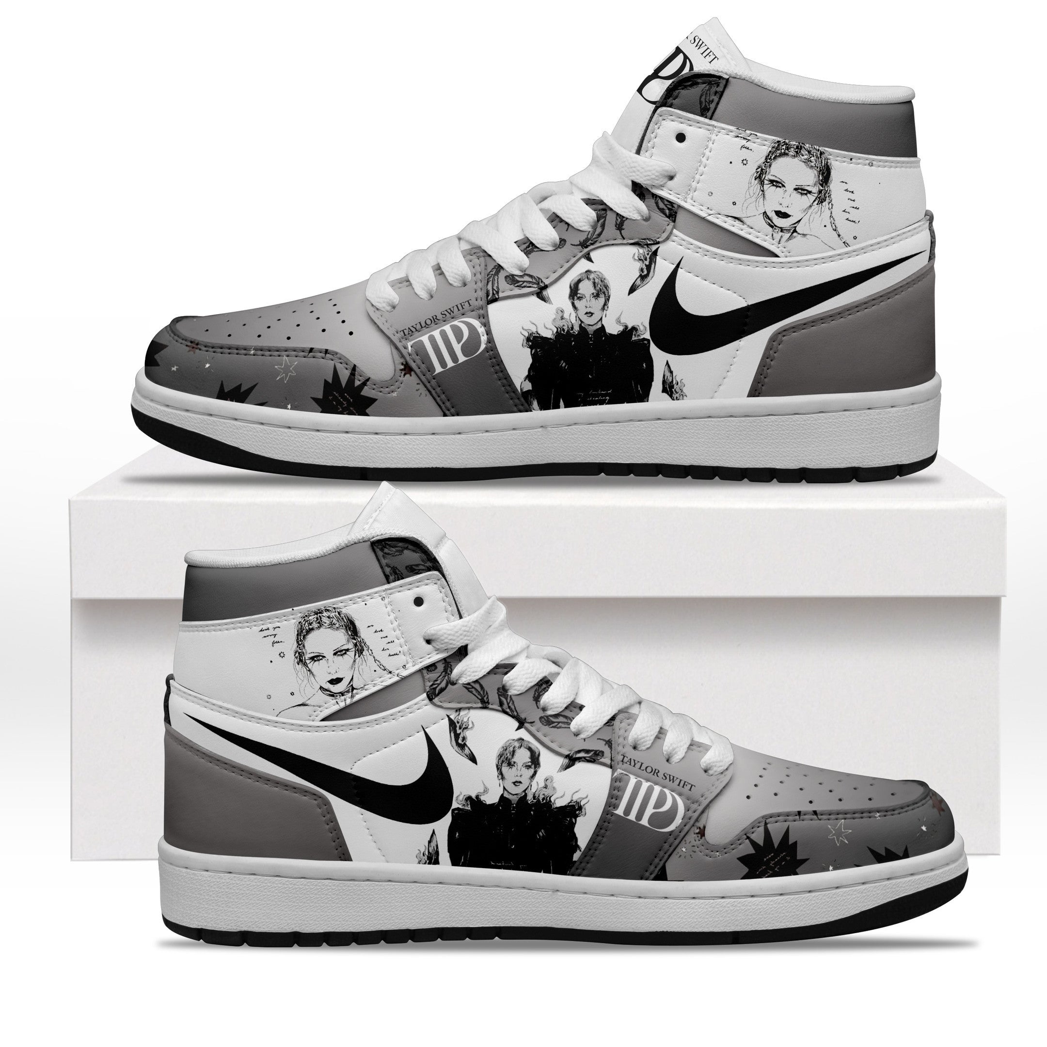 Same AJ1 High Sneakers Shoes Printed For Men And Women - Image 2