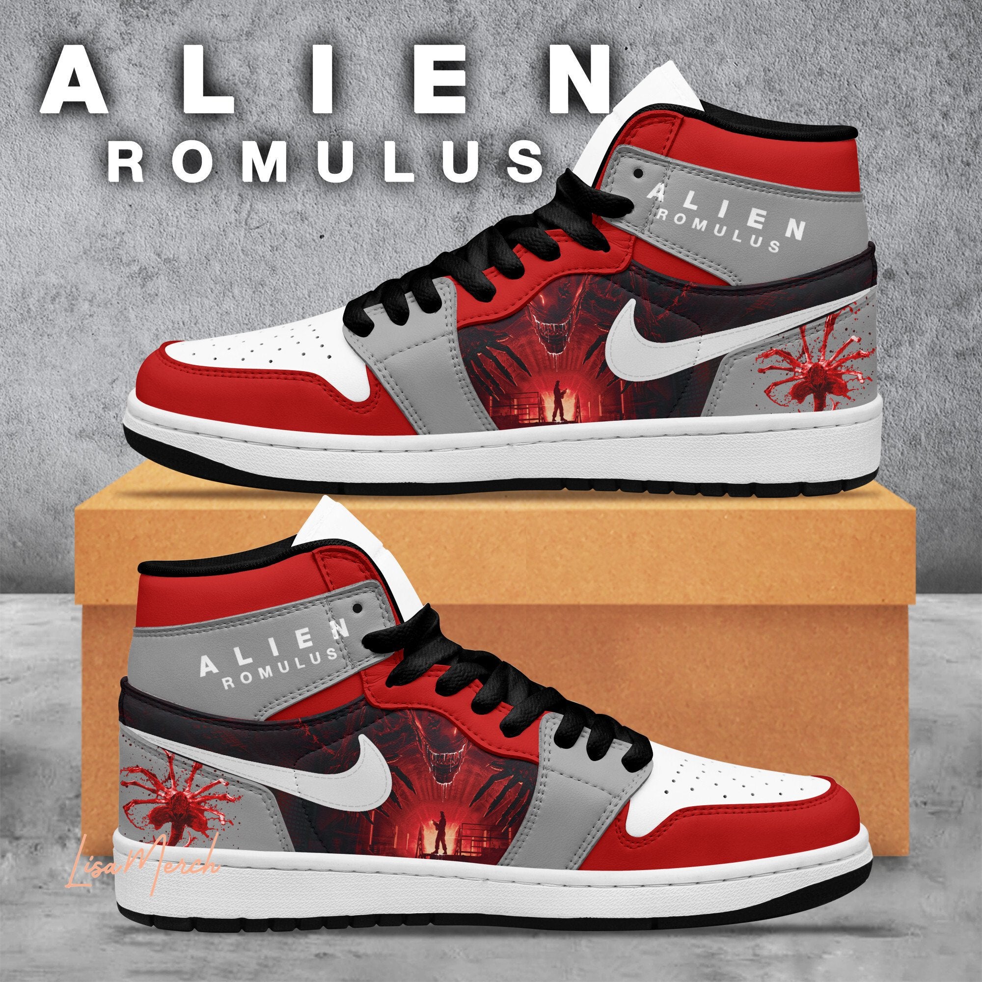 Buick AJ1 High Sneakers Shoes Printed For Men And Women - Image 2