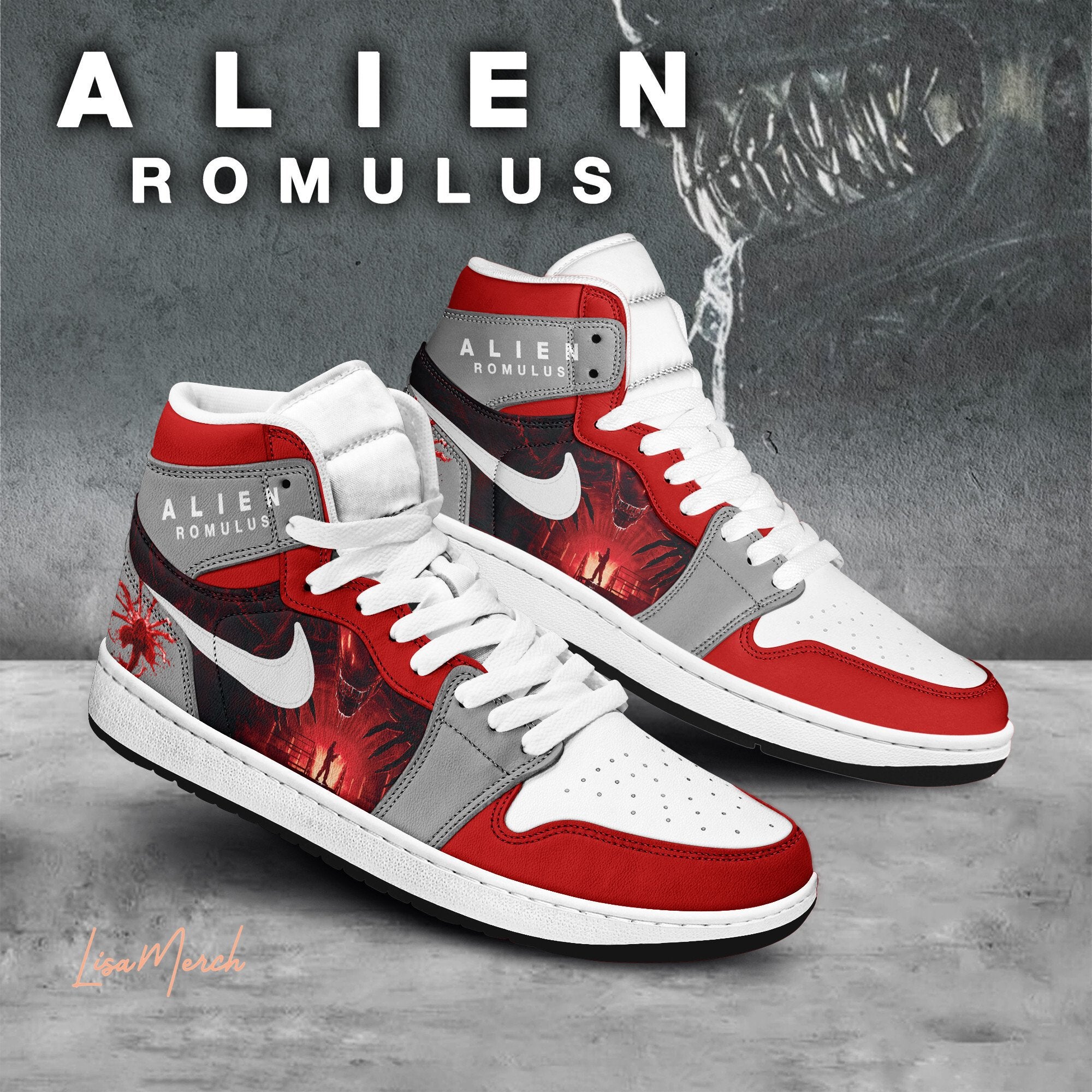 Buick AJ1 High Sneakers Shoes Printed For Men And Women - Image 3
