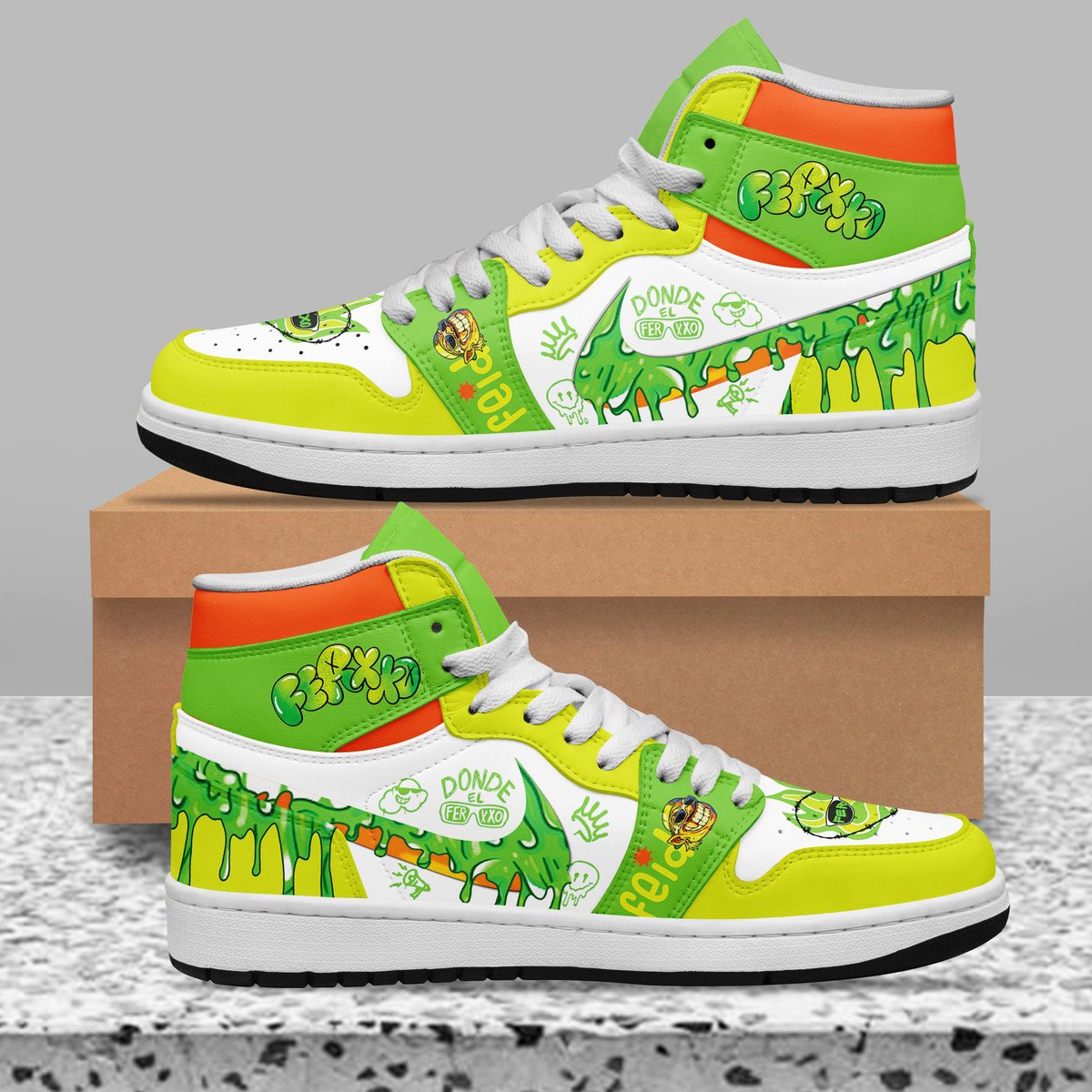 Ford-Mustang AJ1 High Sneakers Shoes Printed For Men And Women - Image 2