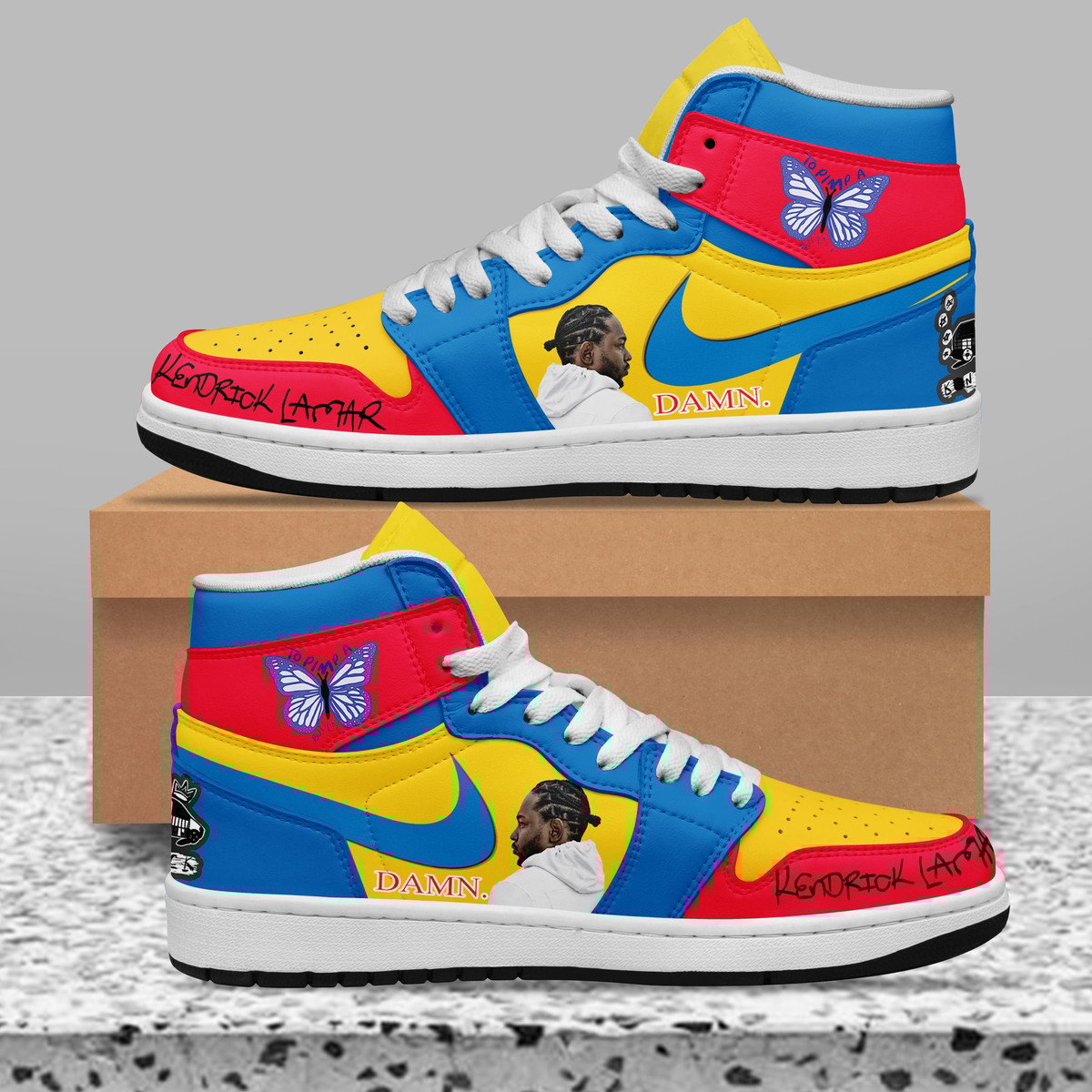 Lincoln AJ1 High Sneakers Shoes Printed For Men And Women - Image 2