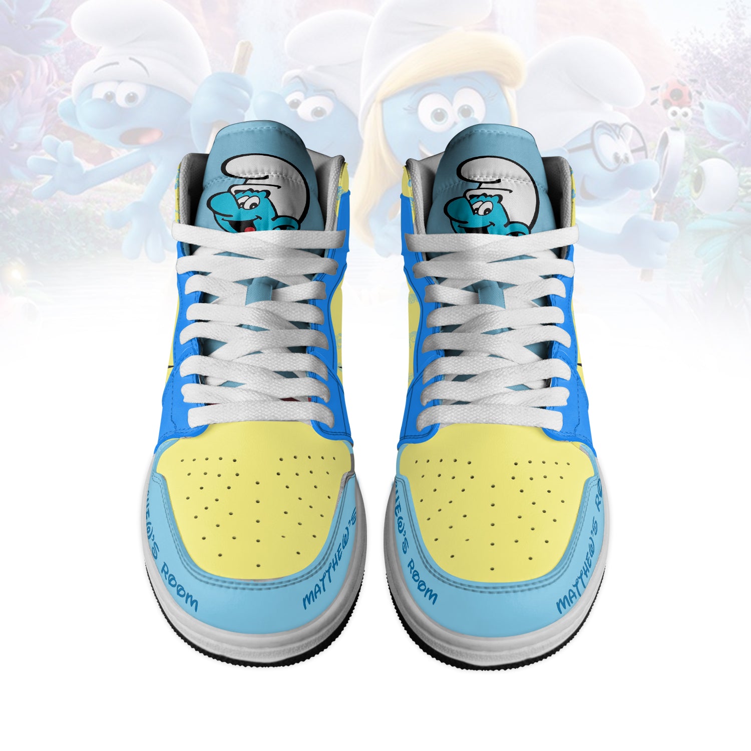 Wednesday x Halloween AJ1 High Sneakers Shoes Printed For Men And Women - Image 2