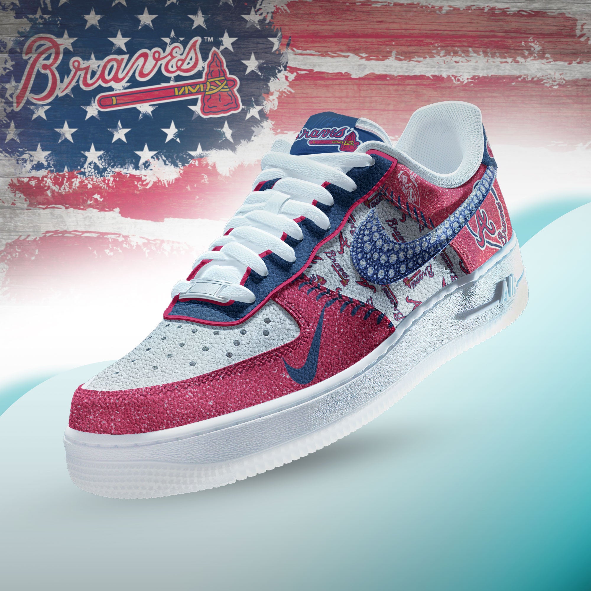 Atlanta Braves Sport Air Low-Top Sneakers Shoes AOP For Men And Women Full Size - Image 3