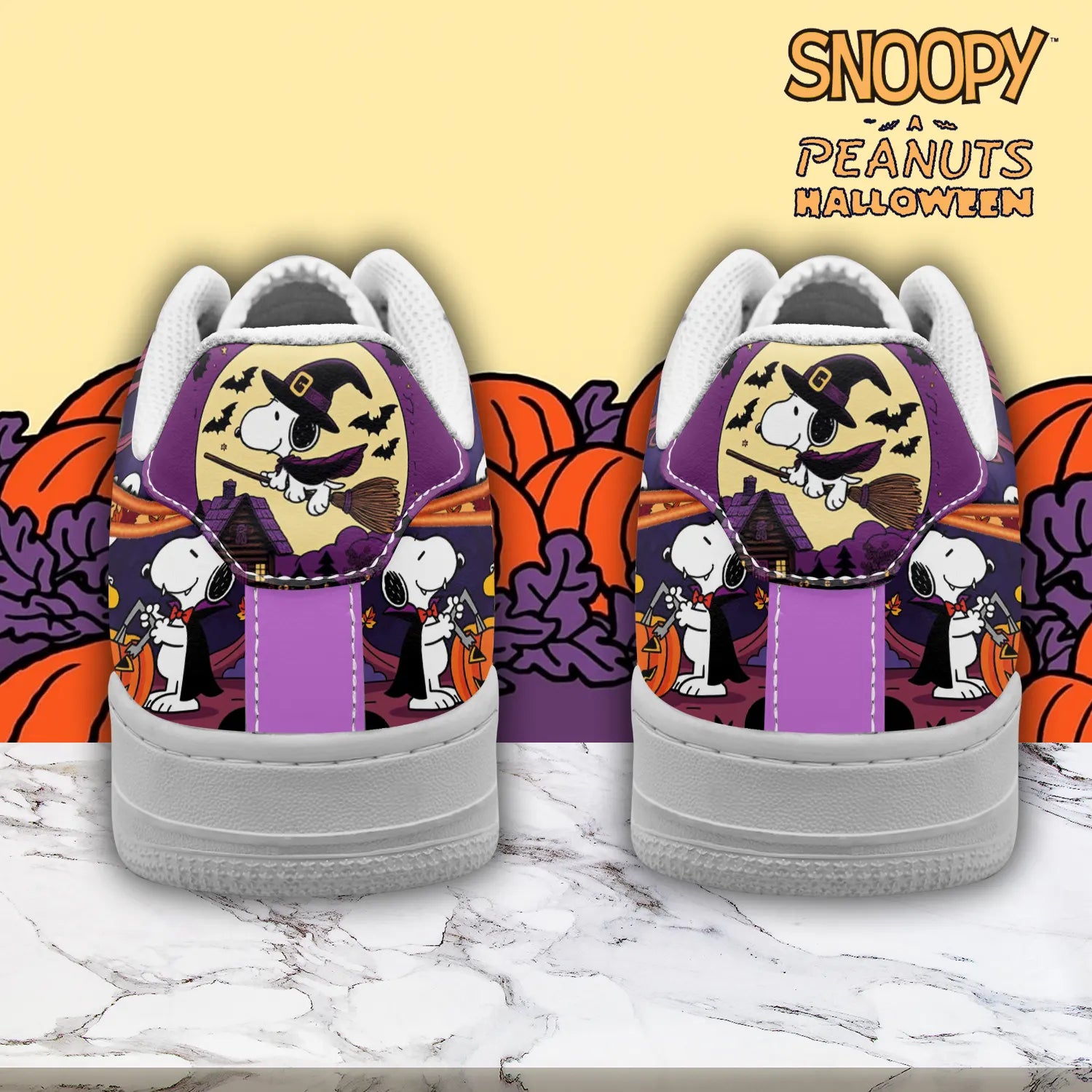 Snoopy x Halloween Sport Air Low-Top Sneakers Shoes AOP For Men And Women Full Size - Image 3