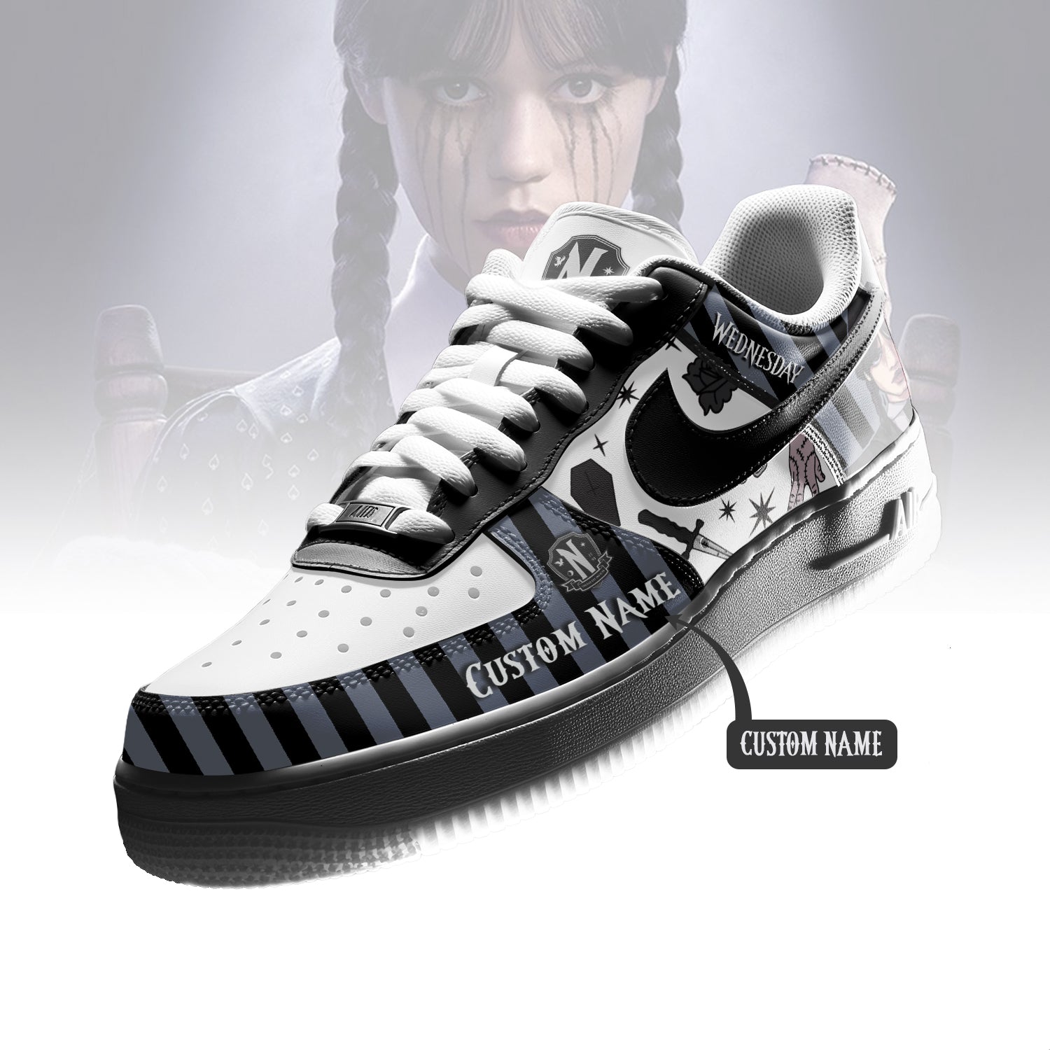 Wednesday x Halloween Sport Air Low-Top Sneakers Shoes AOP For Men And Women Full Size - Image 4