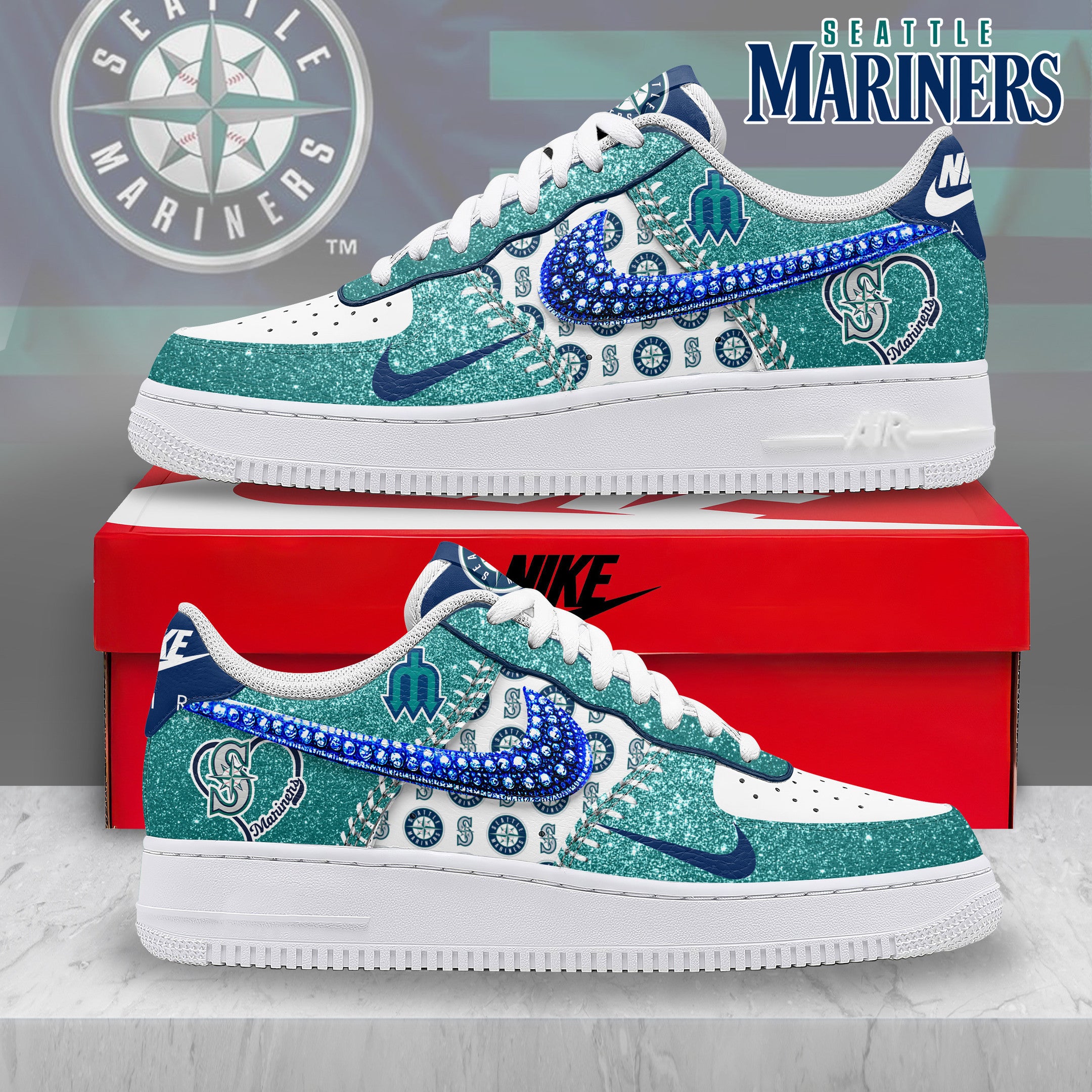 Seattle Mariners Sport Air Low-Top Sneakers Shoes AOP For Men And Women Full Size - Image 2