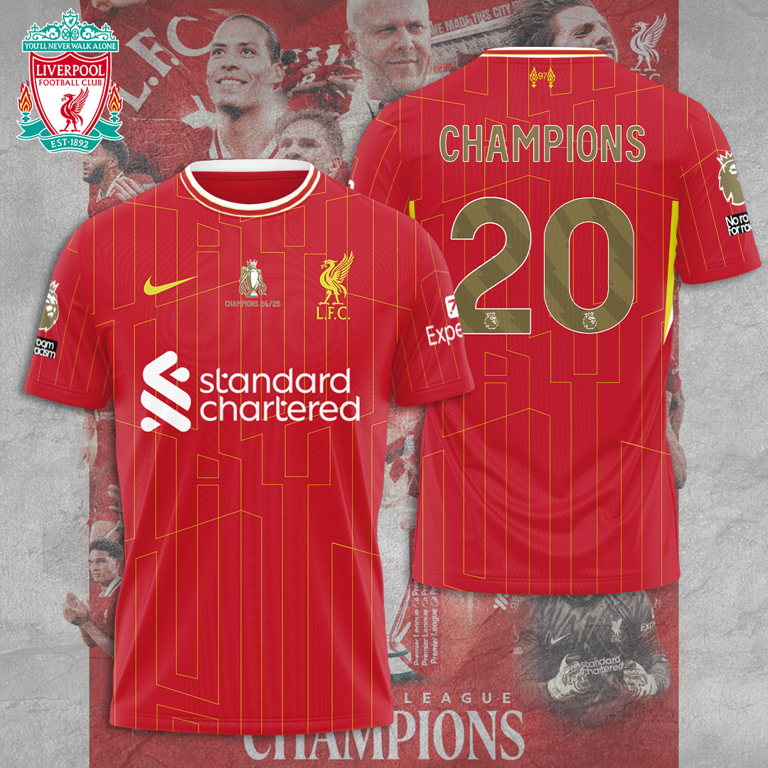 Liverpool Fc 2025 Premier League Champions 3D Shirt