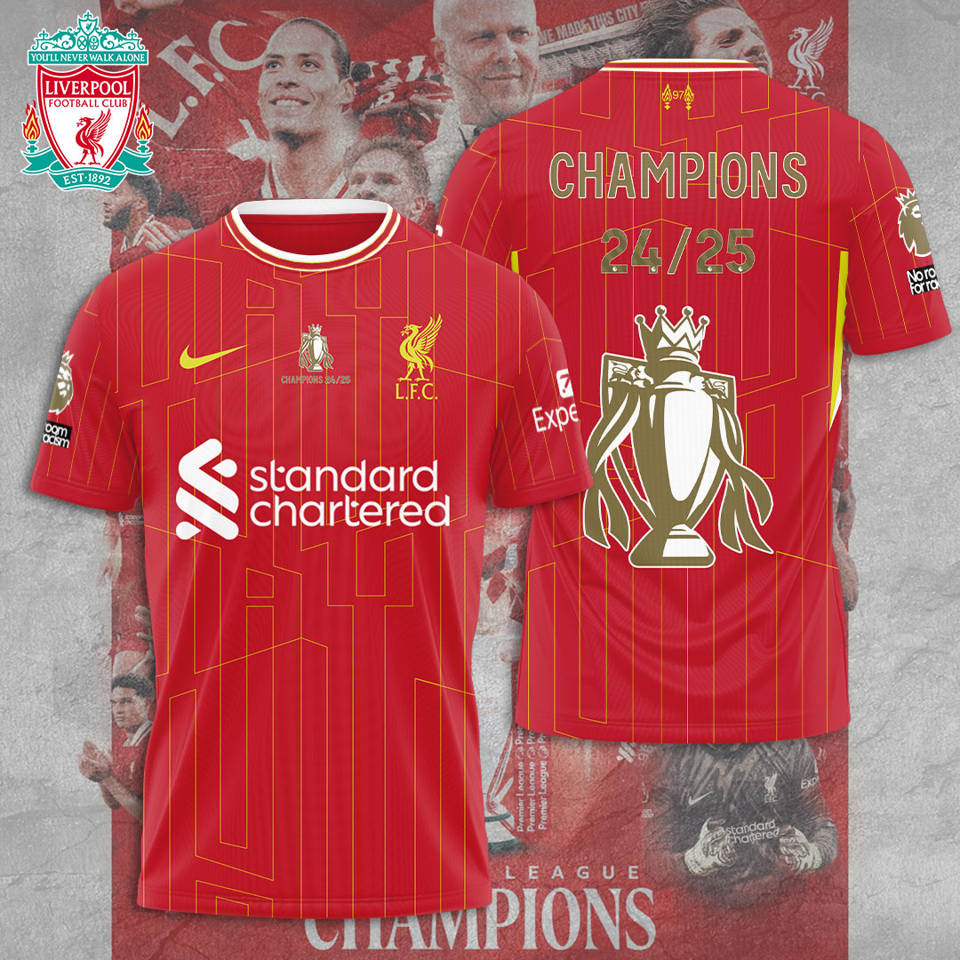 Liverpool Fc 2025 Premier League Champions 3D Shirt
