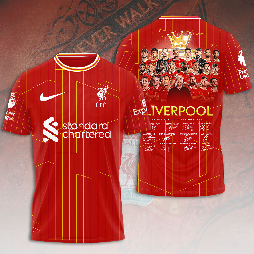 Liverpool Fc 2025 Premier League Champions 3D Shirt