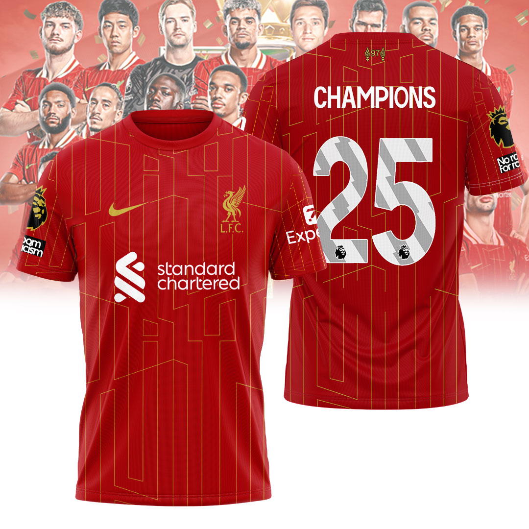 Liverpool Fc 2025 Premier League Champions 3D Shirt