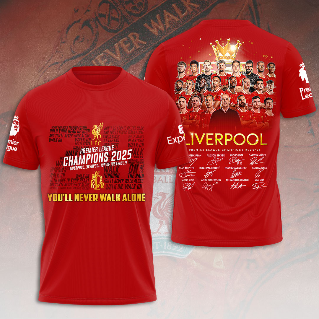 Liverpool Fc 2025 Premier League Champions 3D Shirt