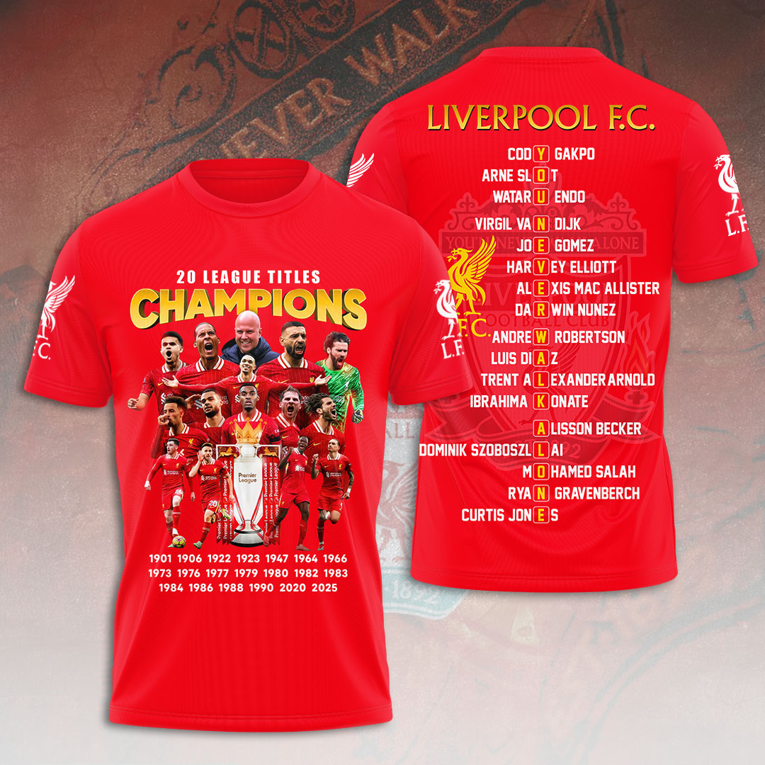 Liverpool Fc 2025 Premier League Champions 3D Shirt