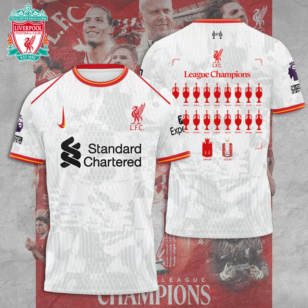 Liverpool Fc 2025 Premier League Champions 3D Shirt