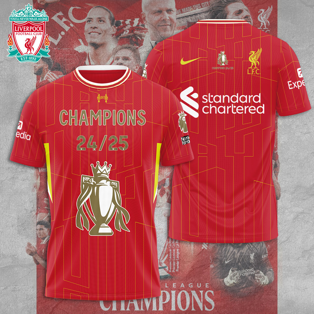 Liverpool Fc 2025 Premier League Champions 3D Shirt