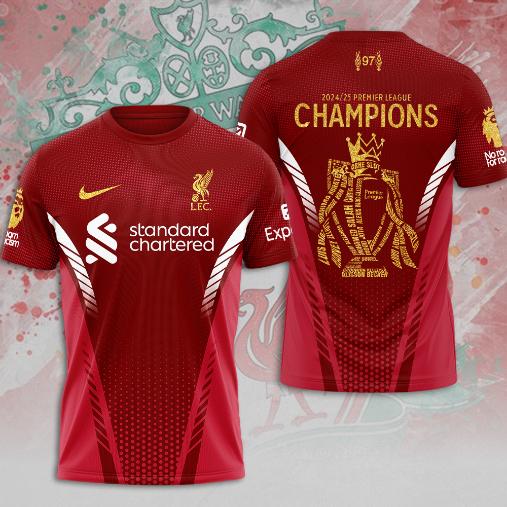 Liverpool Fc 2025 Premier League Champions 3D Shirt