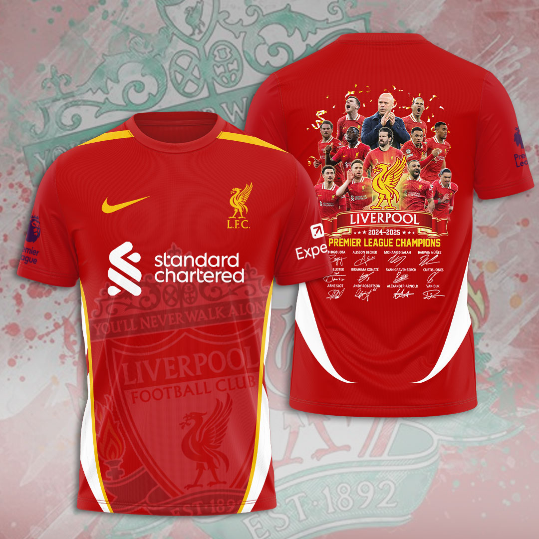 Liverpool Fc 2025 Premier League Champions 3D Shirt