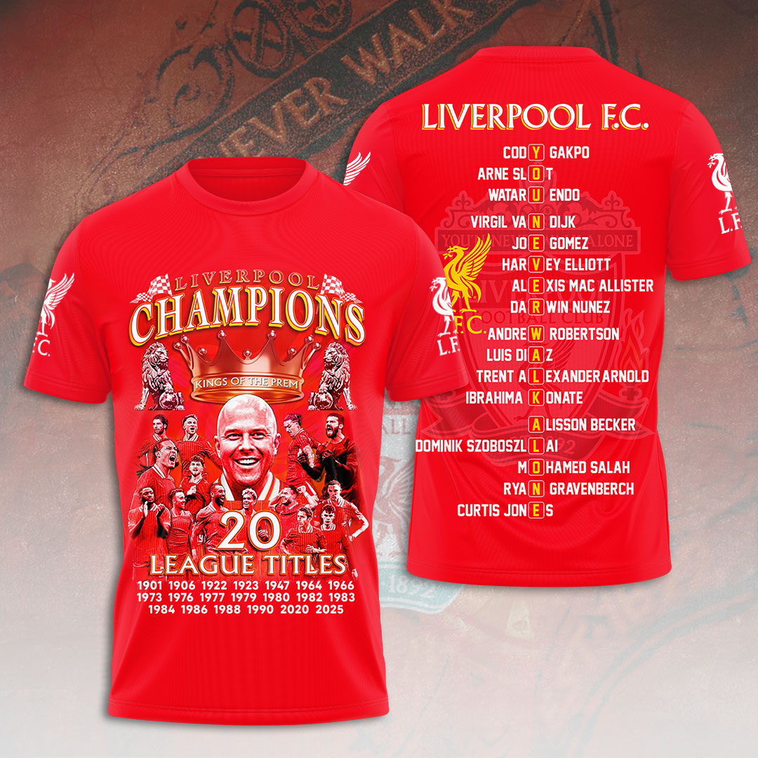 Liverpool Fc 2025 Premier League Champions 3D Shirt