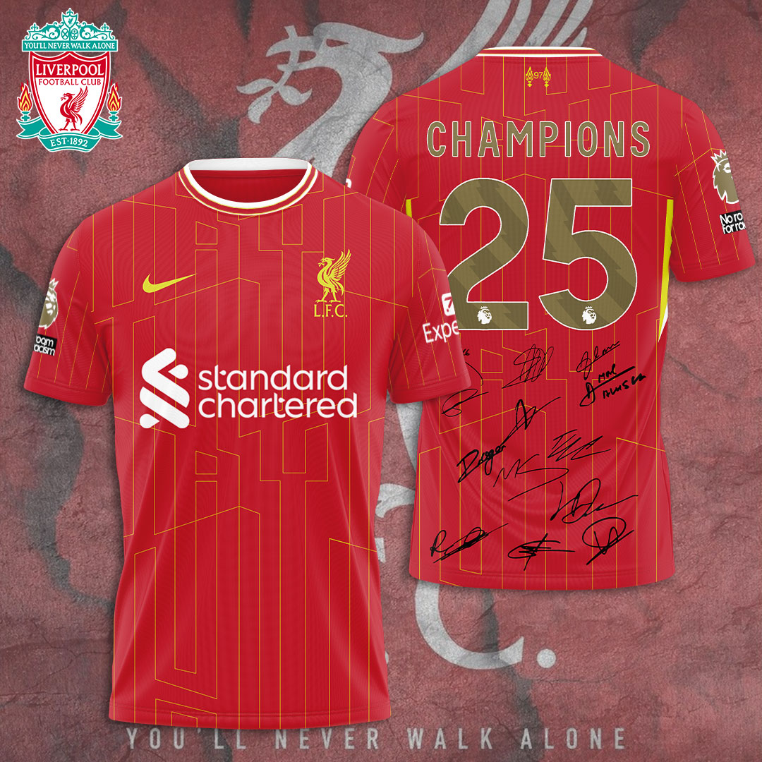 Liverpool Fc 2025 Premier League Champions 3D Shirt