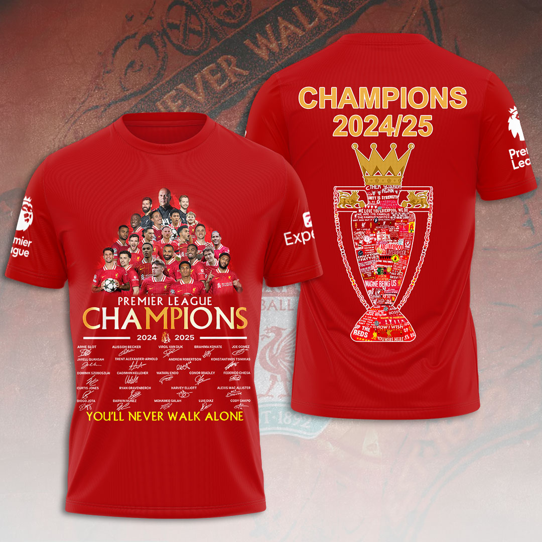 Liverpool Fc 2025 Premier League Champions 3D Shirt