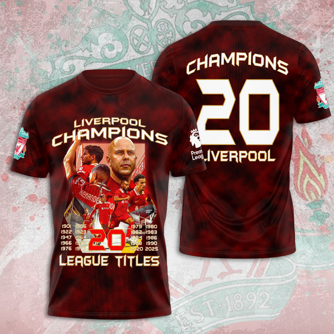 Liverpool Fc 2025 Premier League Champions 3D Shirt