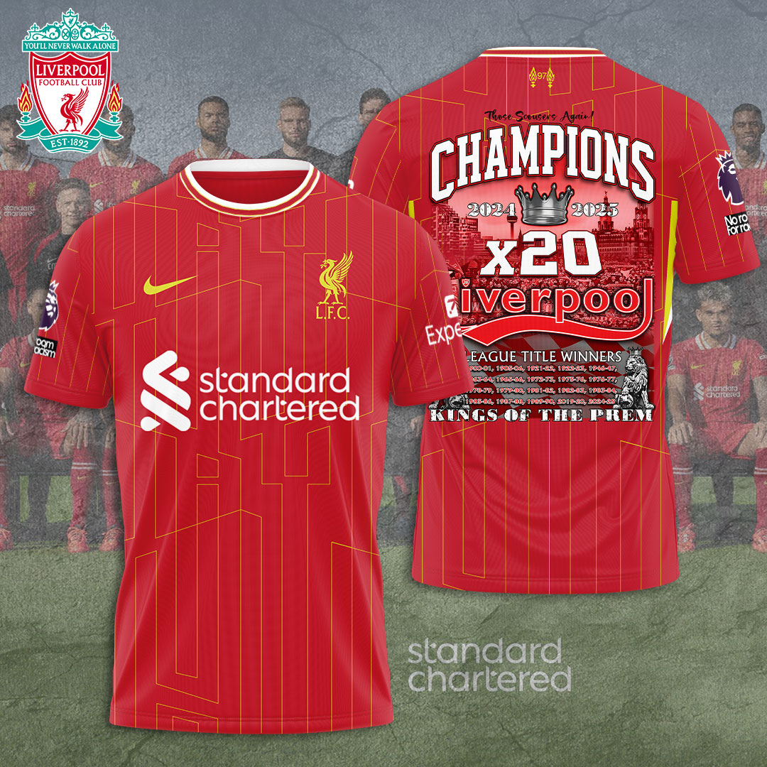 Liverpool Fc 2025 Premier League Champions 3D Shirt