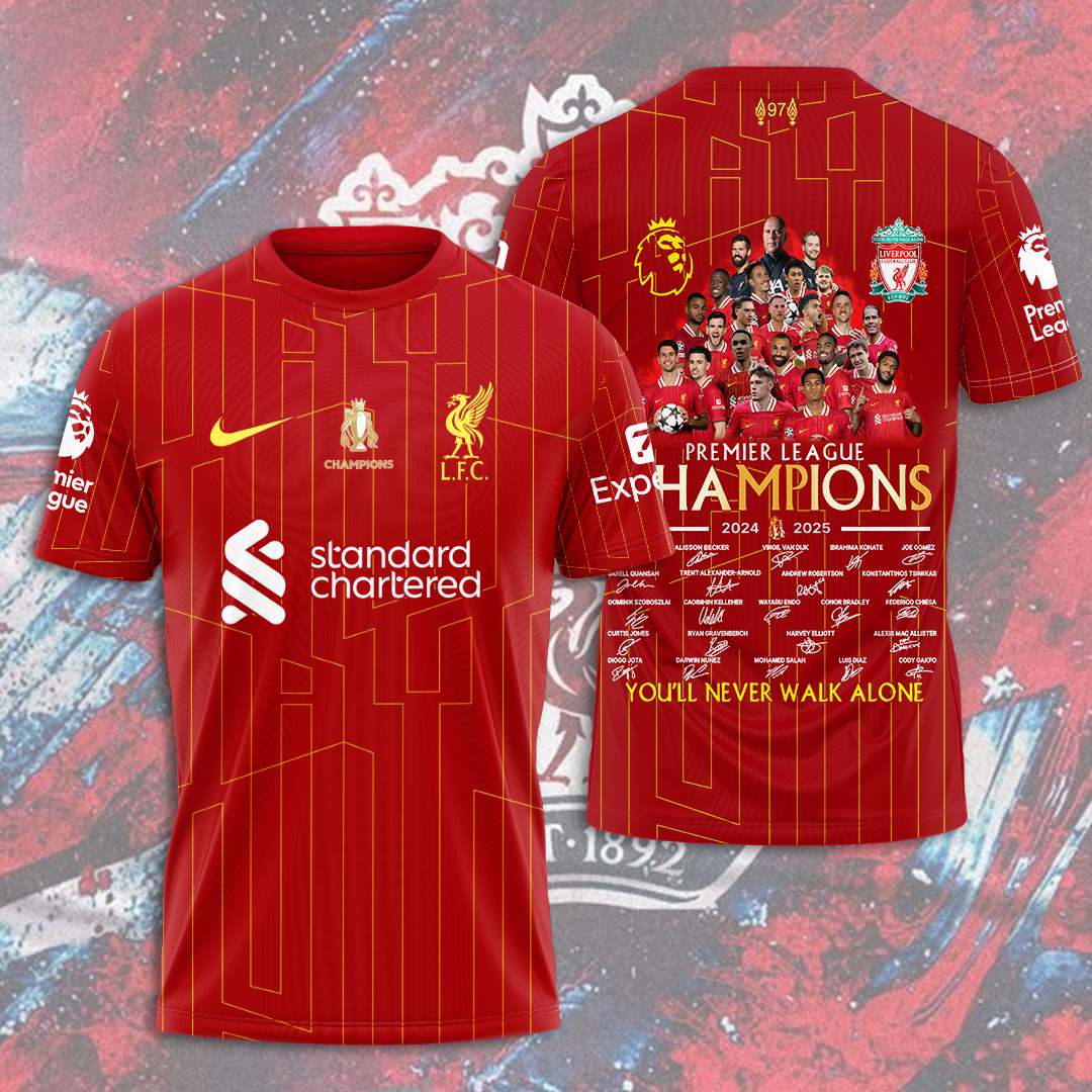 Liverpool Fc 2025 Premier League Champions 3D Shirt