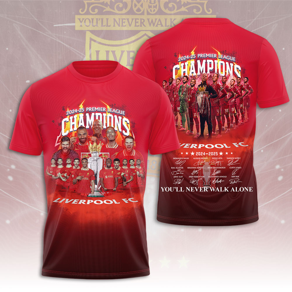 Liverpool Fc 2025 Premier League Champions 3D Shirt