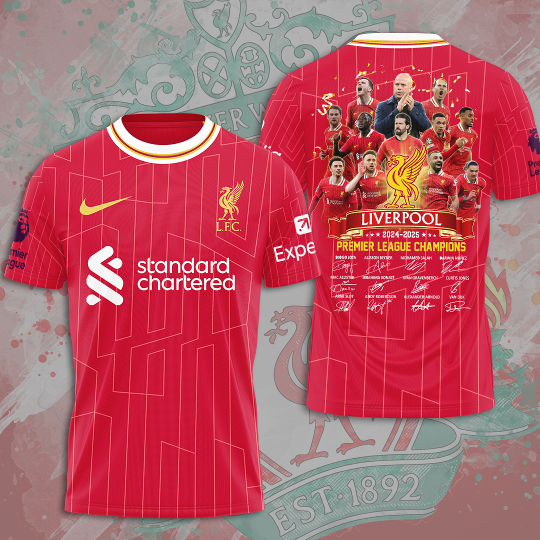 Liverpool Fc 2025 Premier League Champions 3D Shirt