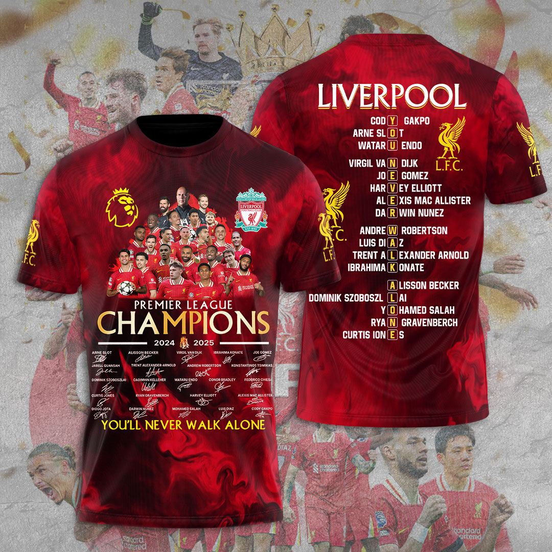 Liverpool Fc 2025 Premier League Champions 3D Shirt