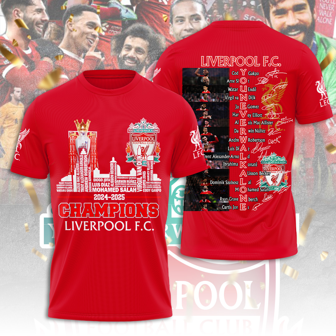 Liverpool Fc 2025 Premier League Champions 3D Shirt