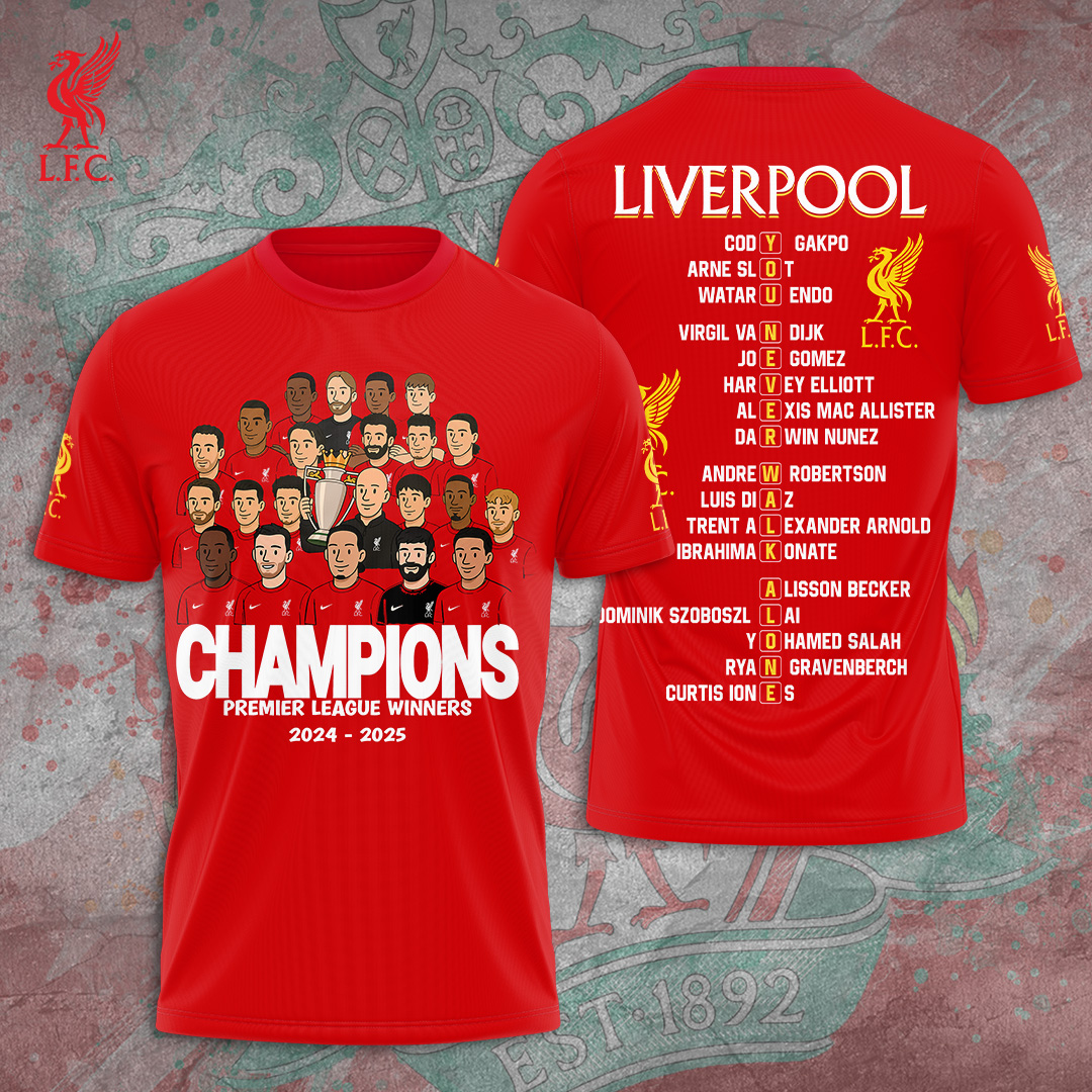 Liverpool Fc 2025 Premier League Champions 3D Shirt