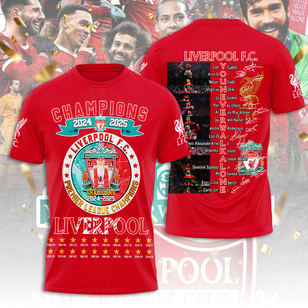 Liverpool Fc 2025 Premier League Champions 3D Shirt