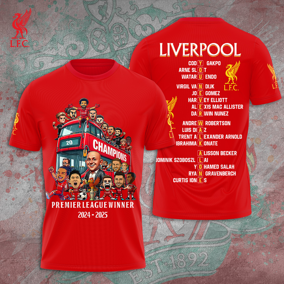 Liverpool Fc 2025 Premier League Champions 3D Shirt