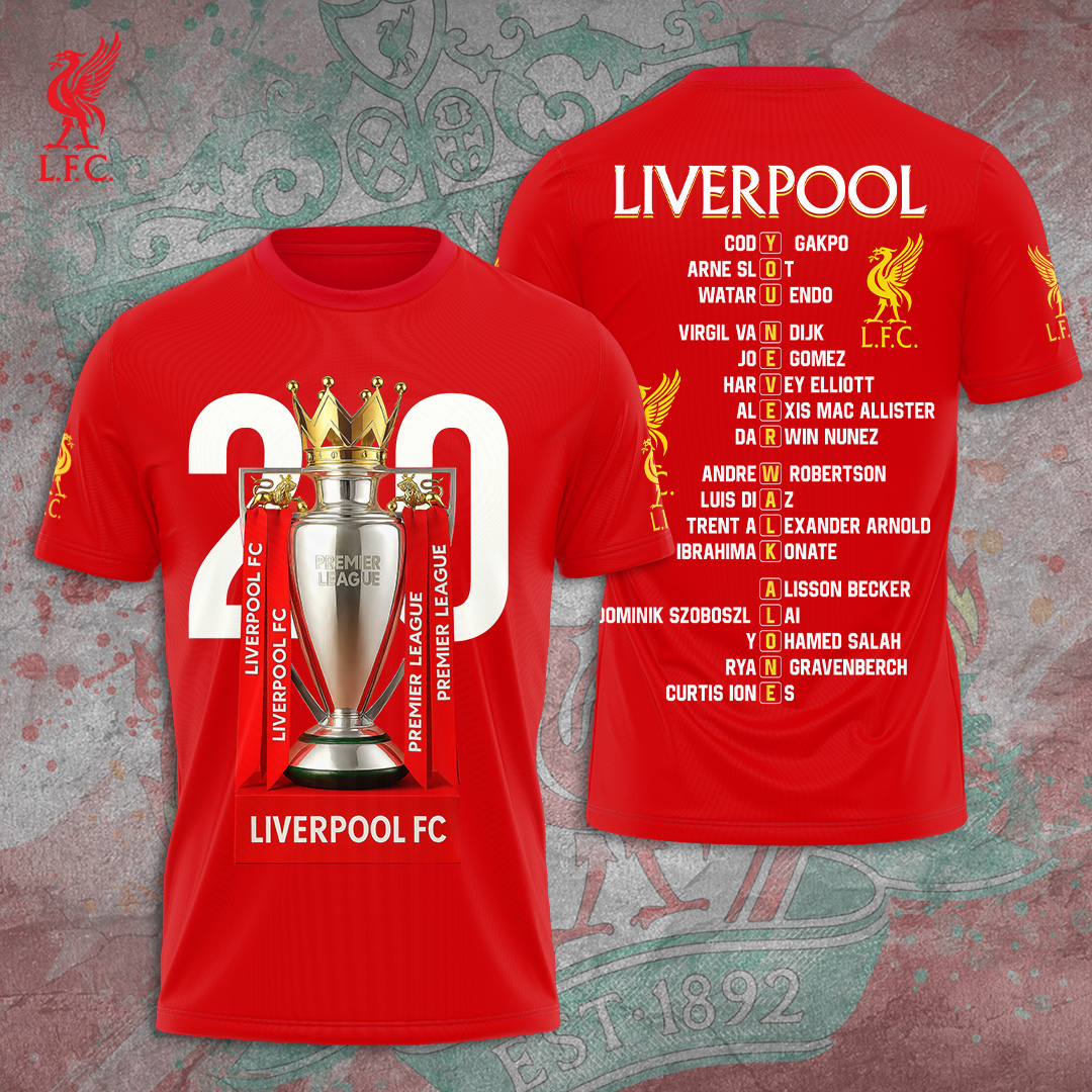 Liverpool Fc 2025 Premier League Champions 3D Shirt
