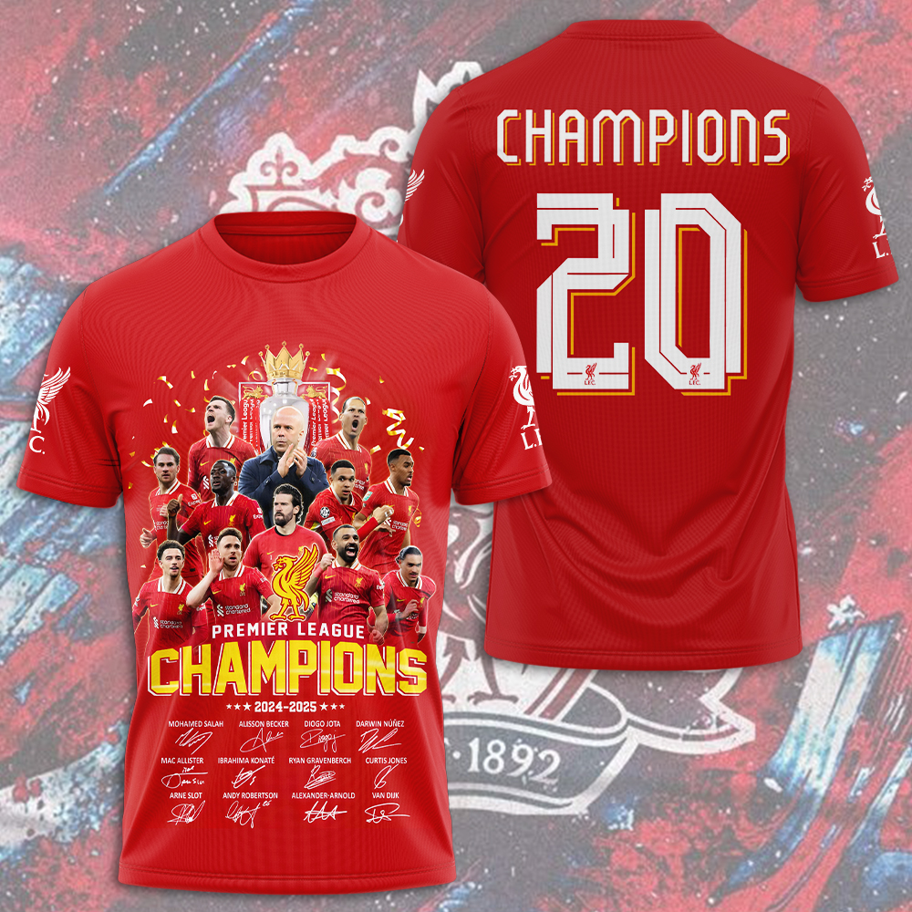 Liverpool Fc 2025 Premier League Champions 3D Shirt